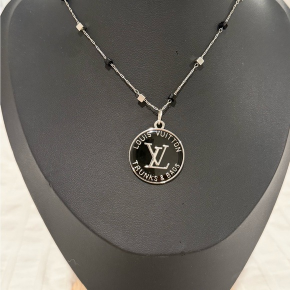Upcycled Louis Vuitton Silver and Black Pendant Necklace - Picture 2 of 2